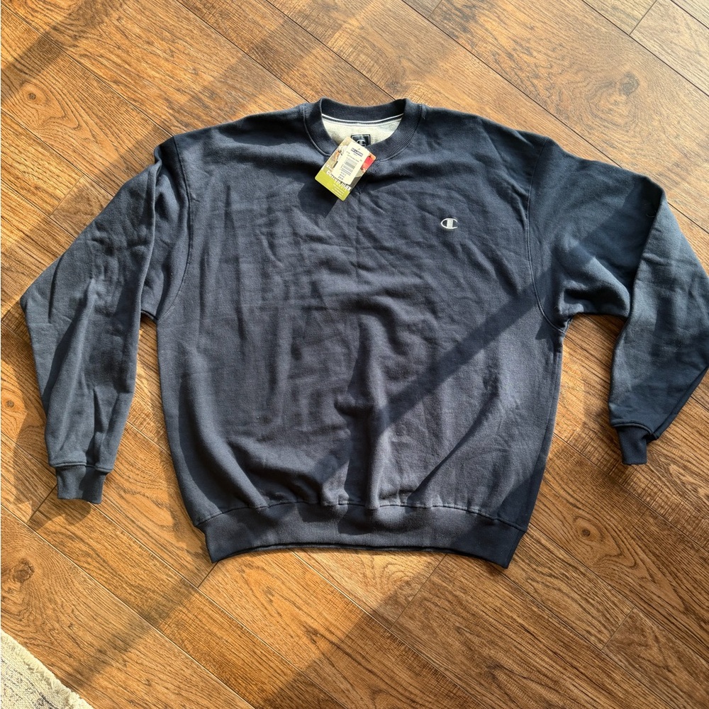 Champion Men's Navy Crewneck Sweatshirt with Embroidered Logo